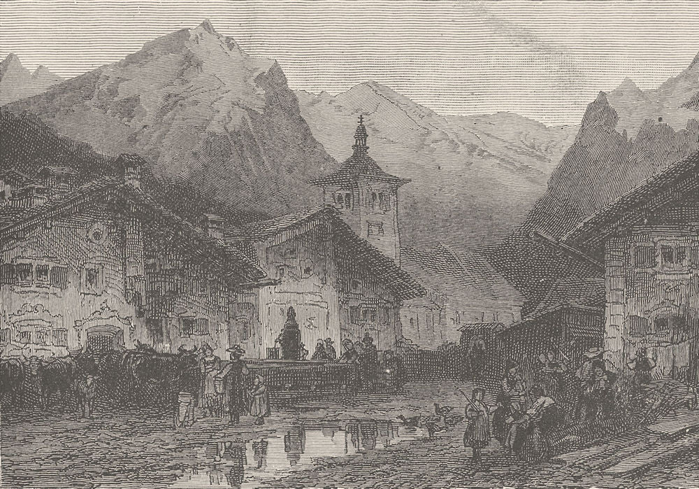 SWITZERLAND. Hinterrhein 1903 old antique vintage print picture